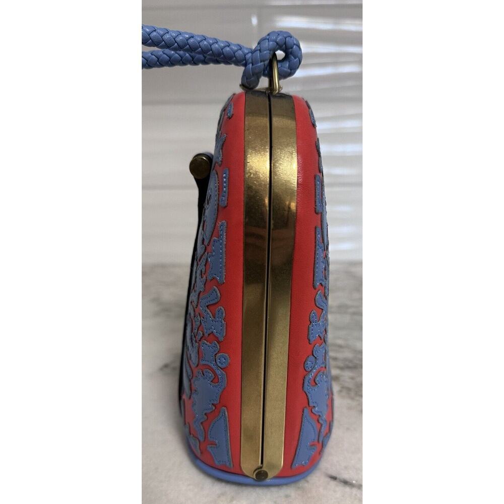 Tory Burch Blue Red Leather Dome Clutch Mini Handbag - Picture 4 of 13